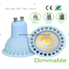 Dimmable Ce y Rhos GU10 5W COB LED Bombilla